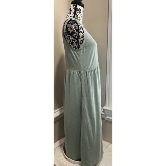 Pact Maxi Dress Womens S Slub Knit Organic Sage Green Henley Tank Dress Comfy - Picture 6 of 13